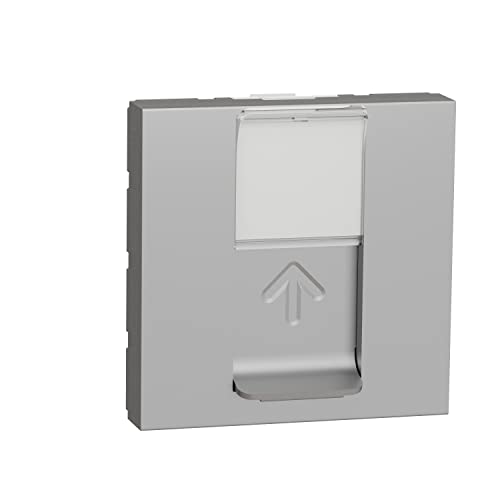 Prise RJ45 simple Schneider Unica cat 6 STP haut débit alu