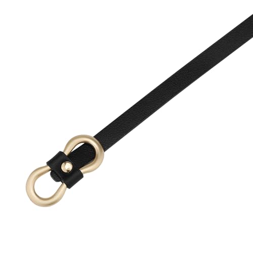 Women's Skinny Extra Thin Belts, Fashion 8-Shaped Golden Buckle Holeless Waistband for Dresses Coats Jeans2