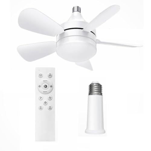 Vocdikficy Ventiladores de Techo con Enchufe con Luces y Control Remoto - Luz de Ventilador con Enchufe con Bombilla LED Regulable, Ventilador de Techo Pequeño con Rosca