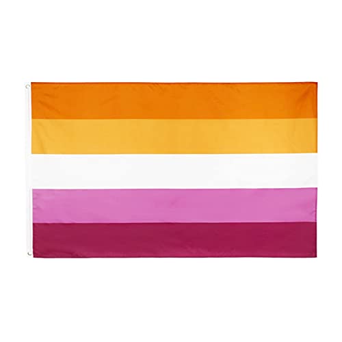 Eidoct Drapeau de la fierté du coucher de soleil lesbienne - 91 x 152 cm - LGBT - Drapeau LGBT - En polyester avec œillets en laiton Cover