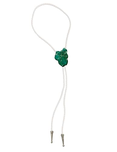 Image of Daisy Del Sol Bolo Tie Turquoise Stone Braided Vegan Faux Leather Silver Tips Handmade Necklace Adjustable Boho Western Jewelry