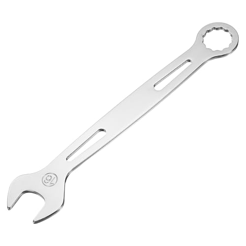 sourcing map Combination Wrench 16mm Metric Super Thin 12-Point Box and Open End Chrome Vanadium Steel Double Ended Spanner Tool for Automotive Furniture Machinery DIY Repair, Silver