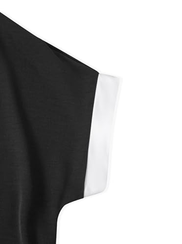 Avanova Women Color Block V Neck Short Sleeve Blouses Shirts Work Elegant Dressy Tops4