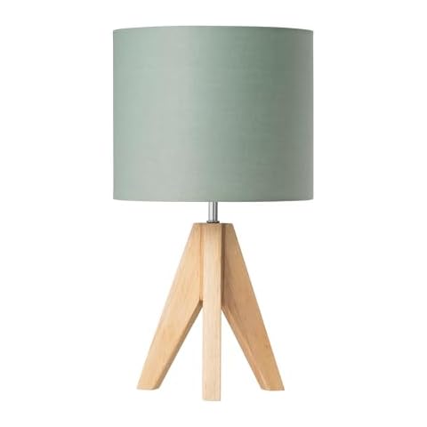 EDISHINE Wood Tripod Bedside Lamp with Shade Cover