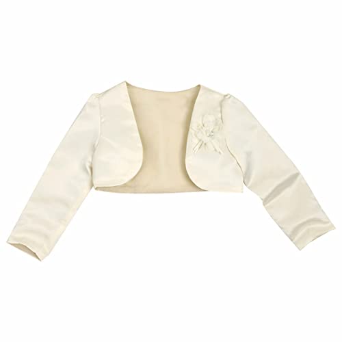Kaerm Kids Girls' Flower Bolero Shrug Long Sleeve Satin Cardigan Sweaters Wedding Bridesmaid Dress Cover Up3