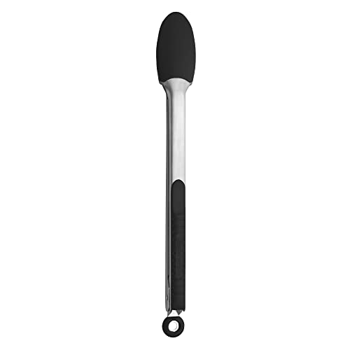 Messermeister Silicone Coated Locking Tongs, 12” - Black - Stainless Steel Rivet & Non-Slip, Silicone Tip & Handle - Heat Resistant Up to 430 Degrees Fahrenheit - Dishwasher Safe