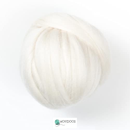 Kondoos Merino Wool Roving, 1 Lb. Best Wool For Needle Felting, Wet Felting, Handcrafts And Spinning. Soft Jumbo Yarn For Arm Knitting Blanket Bulk (Merino, 1 Lb) #TOP1