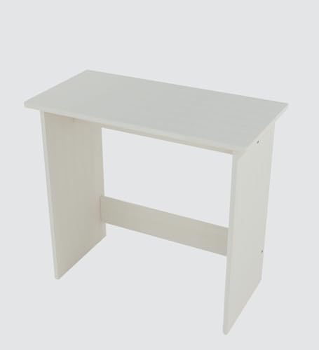 Image of Compact Study Desk, White, 80x40x74 cm, Space-Saving Home Office Table, Modern Design, DIY Assembly