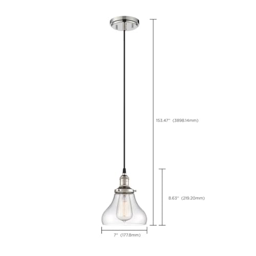 Image of Nuvo Lighting 60 /5404 Vintage Incandescent One Light Pendant Cone Clear Glass Polished Nickel