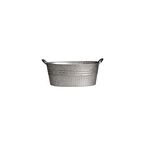 Headwind Oval Galvanized Tubs Planter with Handles – 12 Inch Lightweight Steel Indoor Oval Plant Pot with Drainage Holes – Large Galvanized Tub Flower Bucket – Outdoor Planter by Robert Allen