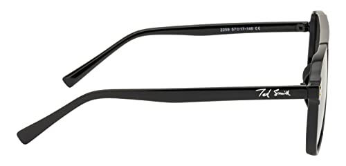 Image of Ted Smith Men's Women's UV Protection Grey Lens Black Pilot Sunglasses
