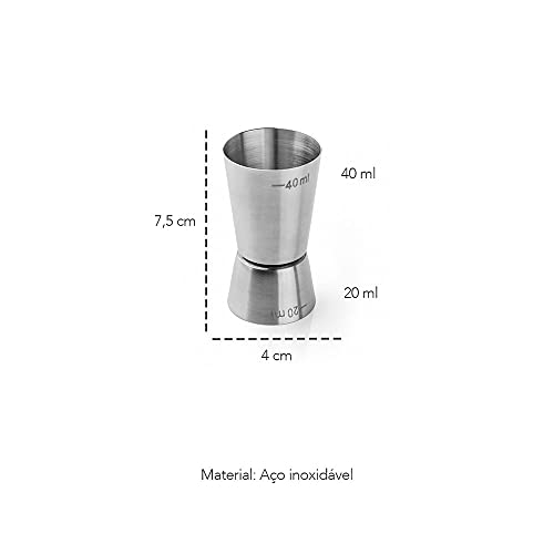 Genérico, Dosador Drinks Copo Duplo Inox 50 40 e 20ml Kit Bar