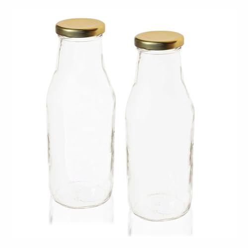 Image of Pure Source India Glass Milk Water And Juice Bottle - 500 Ml, 2 Pieces, Transparent