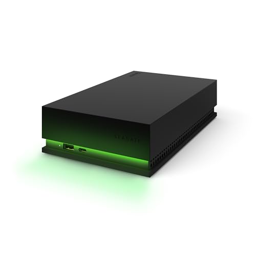 Seagate Game Drive Hub 8TB, Disco Duro Externa HDD, USB 3.2 Gen 1, Puertos USB C y USB A Dobles, certificada para Xbox, con iluminación LED Verde Xbox y Servicios Rescue (STKW8000402)