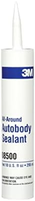 3M All-Around Autobody Sealant, 08500, Medium-Bodied, Water-Based, Quick-Drying, 1/10 gal/10 fl oz Cartridge , White