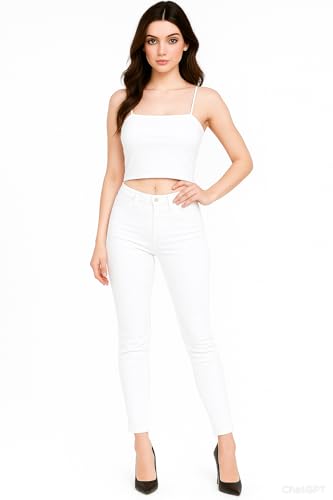 Image of Women's Lightly Padded Spaghetti Strap Crop Top - Smooth & Stretchable Everyday Wear