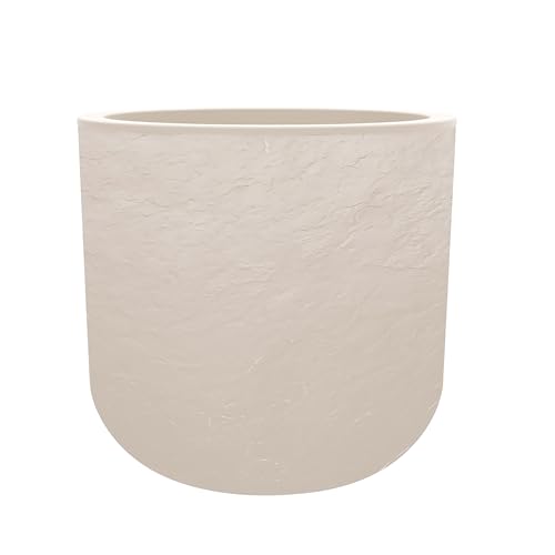 EDA - Pot Rond 40 cm Volcania'Up 32,5 L - Décor Imitation Pierre - Simple Paroi avec Colerette Trompe-l'oeil - Zone de Rétention d'eau pour Limiter...