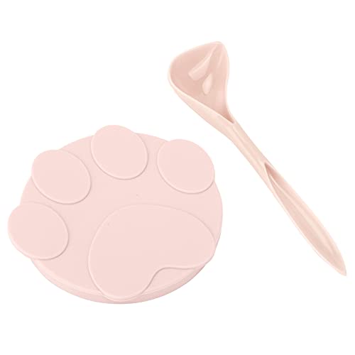 Atyhao Haustier Dosen Abdeckungen, Universal Silikon Tier futter Dosen Deckel Silikon Dichtung deckel mit Löffel für Hunde und Katzen futter[Rosa] Nassfutter