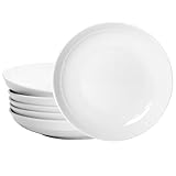 QUANSHANGJU Set of 6 Dinner Plates 7 Inch, White Porcelain Plates, Microwave Oven Dishwasher Safe Scratch Resistant