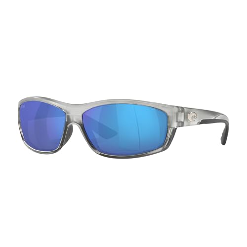 Costa Del Mar Sunglasses for Men - Saltbreak Mens Polarized Sunglasses - Fishing, Boating & Beach UV Protection - Size 65 - Silver/Blue Mirror 580G