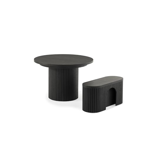Transformer Table Round Dining Table Set, Black - image 9