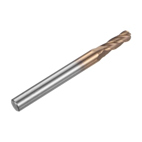 Image of HARFINGTON Ball Nose End Mill 4 Flute 13 /64 inch Diameter 1 /4 inch Shank Tungsten Carbide Spiral CNC Router Bits 5 /8 inch Cutting Length Single End Ball Cutting Tool for Carving Engraving Grinding