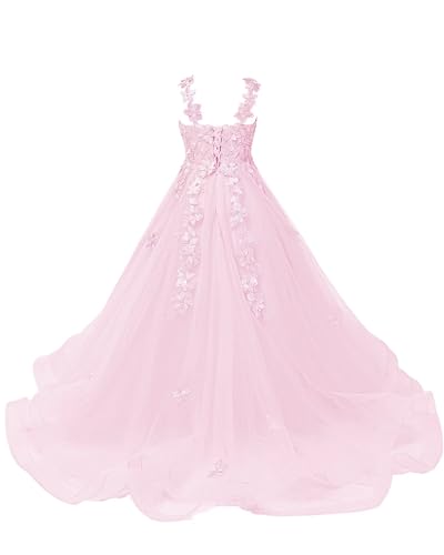 Flower Girl Dresses for Wedding Tulle Lace Appliques Princess Pageant Dress Sleeveless Birthday Party Ball Gown