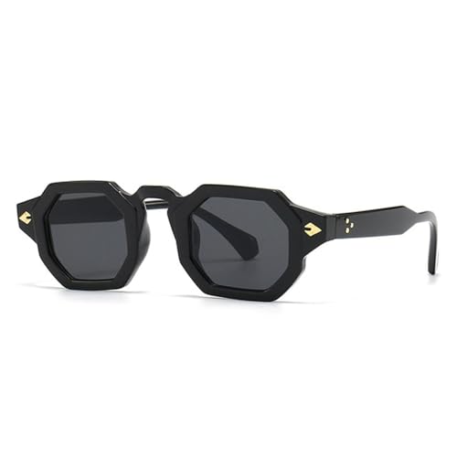 Lunettes de soleil polygone carrée pour festival et plage lunettes punk dégradé noir gris
