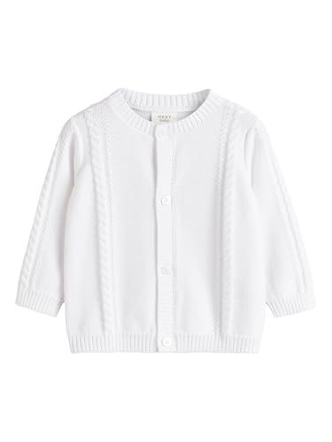 NEXT Bebé Cárdigan de Punto Trenzado para bebé Blanco 3 Meses