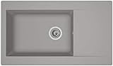 respekta Mineralite Spüle Küchenspüle Spülbecken Einbauspüle Denver 86 x 50 betongrau