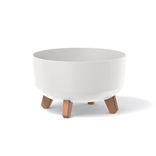 Pot de fleurs bas 6,8L avec pieds amovibles et insert 285 mm, Blanc