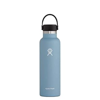 HYDRO FLASK Water Bottle 621 ml 21 oz Vacuum Insulated Stainless Steel Water Bottle with Leak Proof Flex Cap and Powder Coat BPA Free Standard Mouth Rain