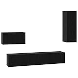Gecheer Mobile TV da Parete con Lo scaffale Altro con archiviazione con Porta 4 PCS Rovere NeroParete attrezzata