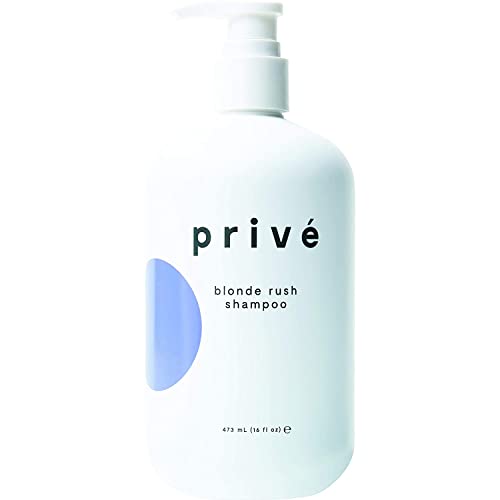 PrivÃ© Blonde Rush Shampoo â€“ Purple Shampoo for Blonde Hair â€“ No Yellow, Brass Off, Damage Repair, for Natural Highlighted Bleached Blondes â€“ Smoothing Toning Blue Shampoo for Brassy Hair (16 oz)