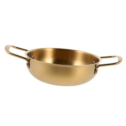 KOCKSHION Olla de Acero Inoxidable para Cocina Sartén Doble Asa Resistente y Duradera para Cocinar Fideos y Guisos Caseros Acabado Dorado Elegante