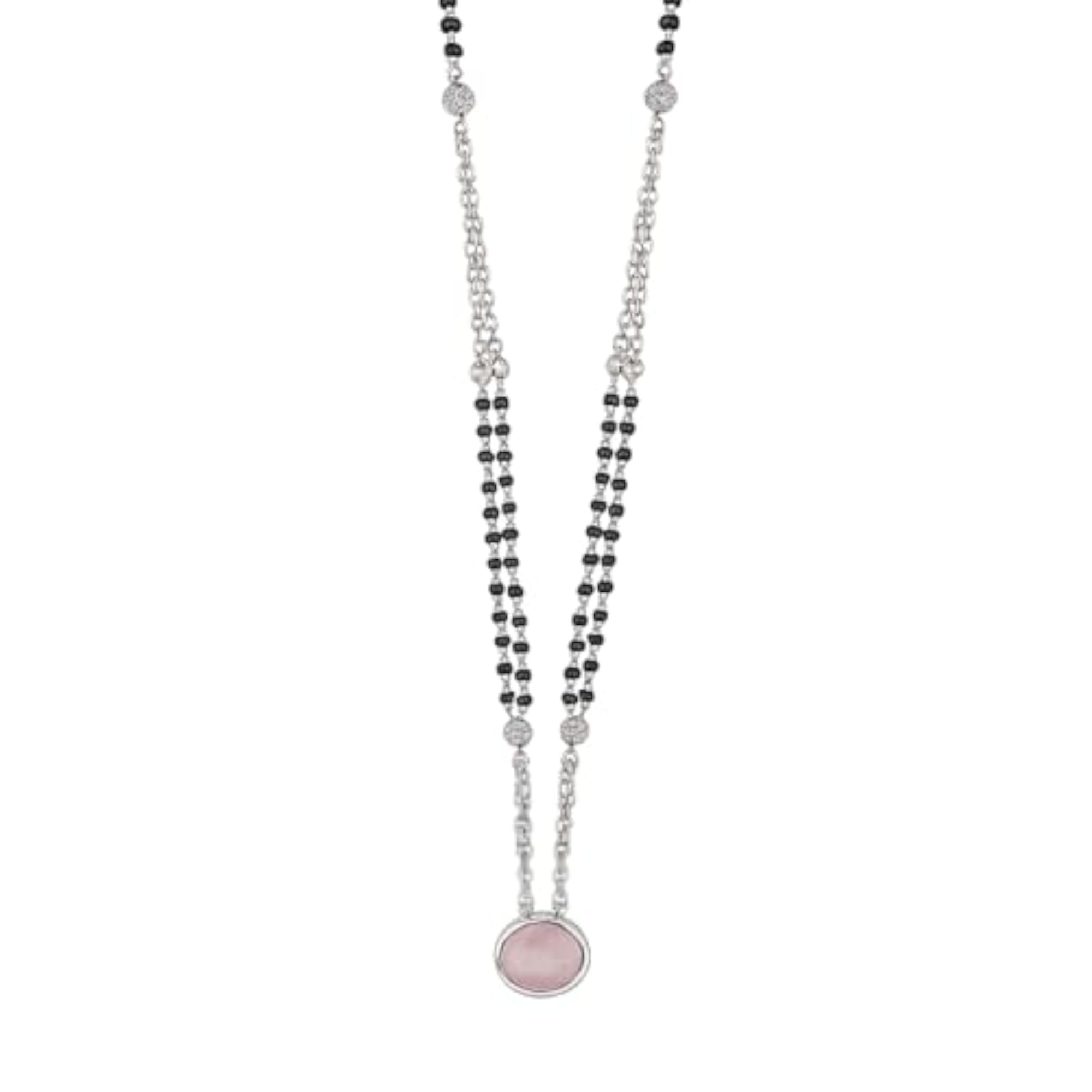 Women's Silver-Plated Twin Layer Mangalsutra with Lavender Gem
