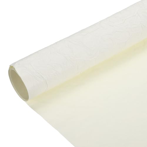 MECCANIXITY Flower Wrapping Paper, 5 Roll Waterproof Bouquet Crepe Paper Streamer Sheet for Crafts Birthday Gift Florist Packing Party (Cream, 23.6 x 23.6 Inch)