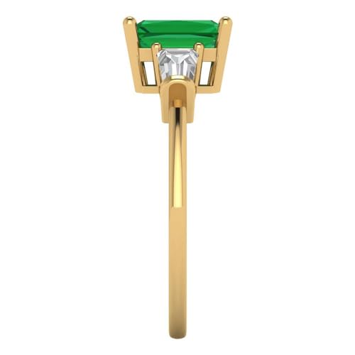 1.5 ctw Emerald Cut Solid Gold Engagement Ring for Women - 14K Yellow Gold - Simulated Emerald Wedding Promise Ring for Her3