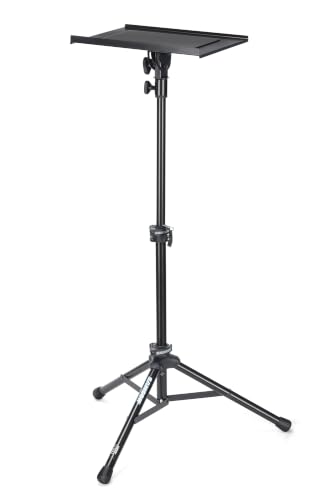 Image of SAMSON LTS50 Adjustable Laptop Stand - Portable Tripod Stand for Laptop Computers, DJs, Musicians, Producers & Content Creators | Adjustable 30-47 in, 15 X 11 Silicone Tray with Tilt, Steel Tripod, Foldable Removable Top, Locking Latches