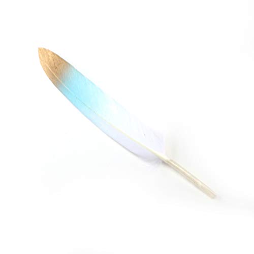Sowder 50Pcs Colorful Gold Goose Feathers 4-6Inch(10-15Cm) For Art Craft Party Decoration Clothing Accessories Duck Feather(Blue&Gold) #TOP2