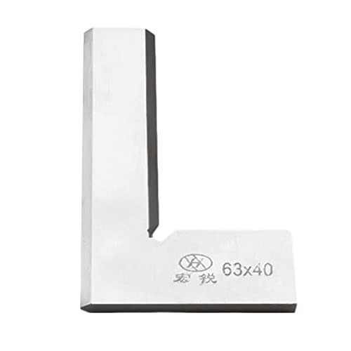 Cherjoury Industrial Grade Machinist Square 4 Inch Engineer Square 90 Degree Right Angle-Ruler Ground Hardened Steel 90 Degree Angle-Ruler Carpenter Measuring Tool Metal Square Ruler, 63x40MM