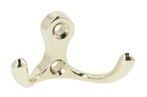 GTV Perchero Doble de Pared C0 K24, Diseño Clásico Estilo Retro, Fabricado en ZnAl, 56x30x28 mm, Incluye Tornillos de Montaje, para Abrigos y Toallas, Color Latón