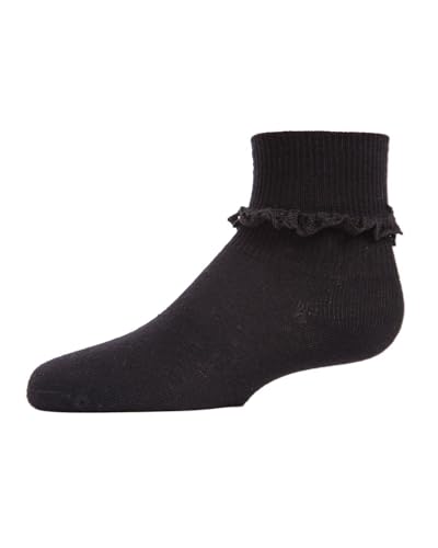 MeMoi Girls' Ruffle Eyelet Cotton Blend Anklet Socks3