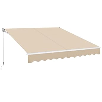 Foto di Yaheetech Tenda da Sole a Bracci Estensibili Avvolgibile Impermeabile da Esterno Balcone con Manovella Resistente ai Raggi UV Manuale per Porta e Finestra Angolazione Regolabile 300 x 250 cm Beige