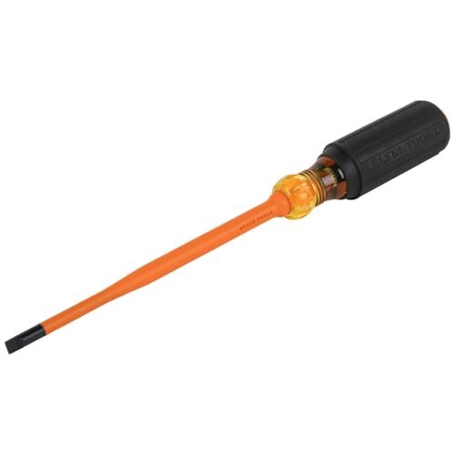 Amazon.com.br: Klein Tool Chave de fenda isolada 6926INS, feita nos EUA, ponta de perfil fino de 1000 V, chave de fenda de armário de 1/4 polegada com haste de 15 cm, alça acolchoada