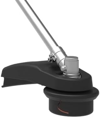 Primeiro plano do cabezal da desbrozadora coa protección instalada