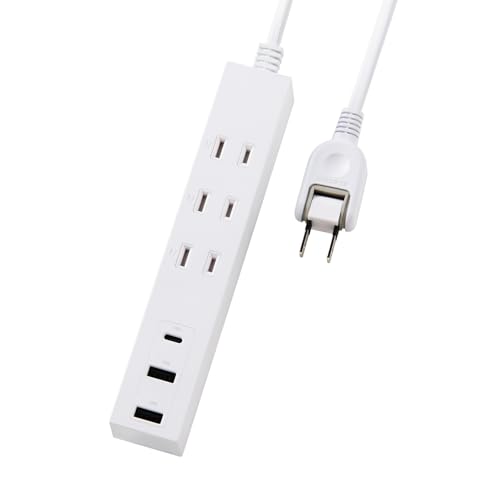 エレコム 電源タップ USB コンセント 15W AC×3個口 USB-A×2 USB-C×1 1.5m 極性プラグ対応 (N極) ホワイト ECT-38-3A2C15WH