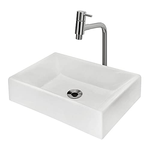 Kit Cuba Torino Sobrepor Branco com Torneira DL08 e Válvula ABS Cromado