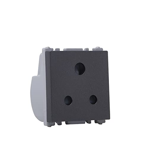 Wipro Northwest Nowa 6A 3 - Pin Socket With Euro Pin, Silver Grey (pack of 5)