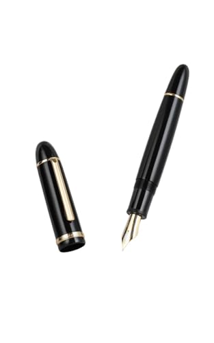Stylo plume en acrylique noir avec plume fine 0.5mm et clip en métal doré pour l'écriture
